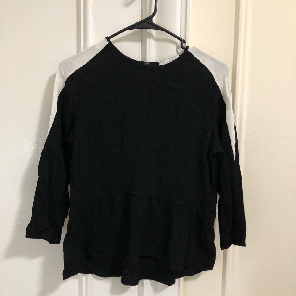 Sandro Peplum black white top blouse